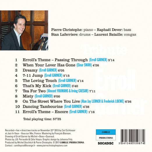 Tribute to Errol Garner rear cd cover